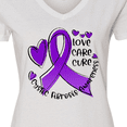 thumbnail image 4 of Inktastic Love, Care, Cure Cystic Fibrosis Awareness Purple Ribbon Women's V-Neck T-Shirt, 4 of 5