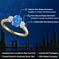 thumbnail image 2 of Gem Stone King 1.71 Ct Oval Fancy Blue Zirconia 18K Yellow Gold Plated Silver Ring, 2 of 6