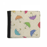 Umbrella Cloud Rain Drip Sun Flip Bifold Faux Leather Wallet  Multi-Function Card Purse