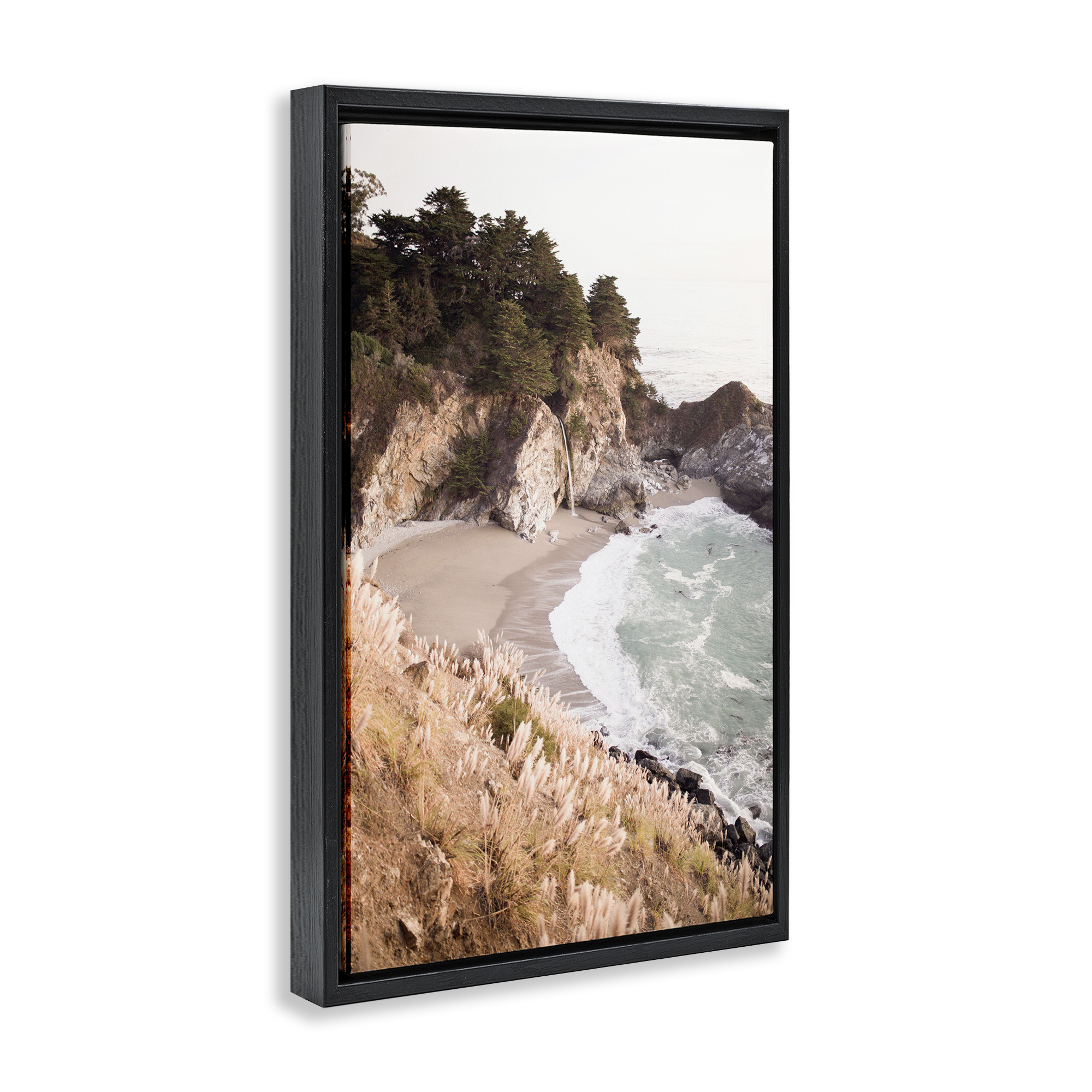 Stupell Industries Rugged Rocky Cove Nautical & Beach Photography Black Floater Framed Canvas Art Print Wall Art, 17 x 25