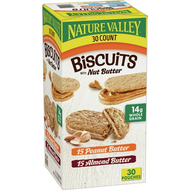 Nature Valley Biscuit Variety Pack, Peanut Butter & Almond Butter, 30