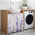thumbnail image 3 of Lavender Cabinet Curtain 35"Wx35"L, Dustproof Under Sink Skirt with Self Adhesive Tape, Pastoral Pastel Purple Pink Wildflower Cabinet Curtain Cover for Kitchen Sink, Bathroom Vanity, Laundry Room, 3 of 9