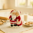 thumbnail image 4 of Mr. & Mrs. Santa Claus Resin Figurines Set of 2 – Hand-Painted Christmas Decorations Couple Kissing Pose Vintage Red & White Holiday Mantel Tabletop Décor (Red Santa Couple), 4 of 8