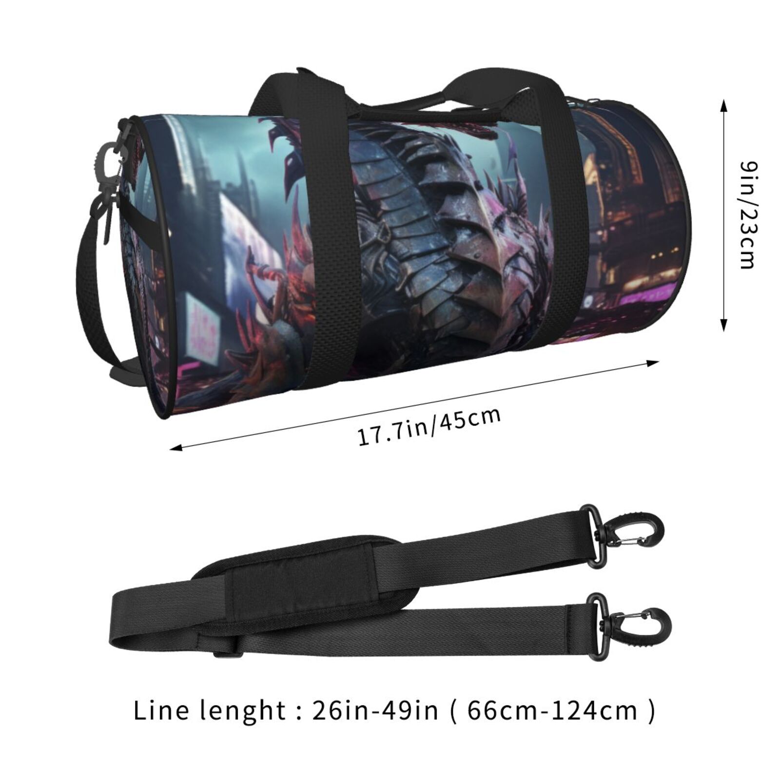 Defioc Urban Mechanical Dragon for Travel Duffle Bag,Weekender Bag Carry On Tote Bags Hospital Bag Large Capacity Sport Gym Bag for Men Women Fit for Trave, Gym,Weekend