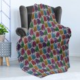 thumbnail image 4 of Kittens Soft Flannel Fleece Throw Blanket, Funny Ornamental Cat in Floral and Strokes Colorful Theme, Cozy Plush for Indoor and Outdoor Use, 50" x 70", Pale Grey Multicolor, by Ambesonne, 4 of 5