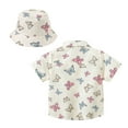 thumbnail image 3 of Gbsyewxs Girls Shirts Crew Neck Short Sleeve Hawaiian Print Tops With Hat 2 Piece Fashion Summer T Shirts For Kids White Size 4-5 Years, 3 of 5