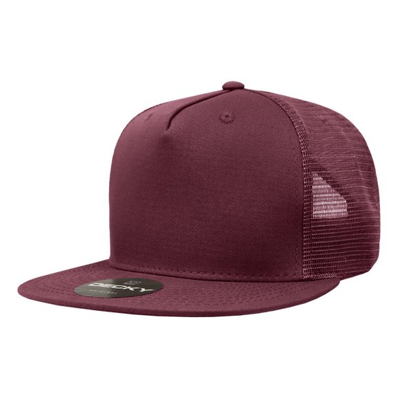 Decky 1040 5 Panel High Profile Structured Cotton Blend Trucker-Maroon