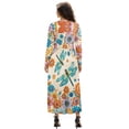 thumbnail image 2 of FKELYI Bohemian Floral Dragonfly Print Womens Fall Maxi Dress V-Neck Long Sleeve Casual Dress with Pocket A-Line Flowy Tiered Dresses for Spring Winter, 3XL, 2 of 6