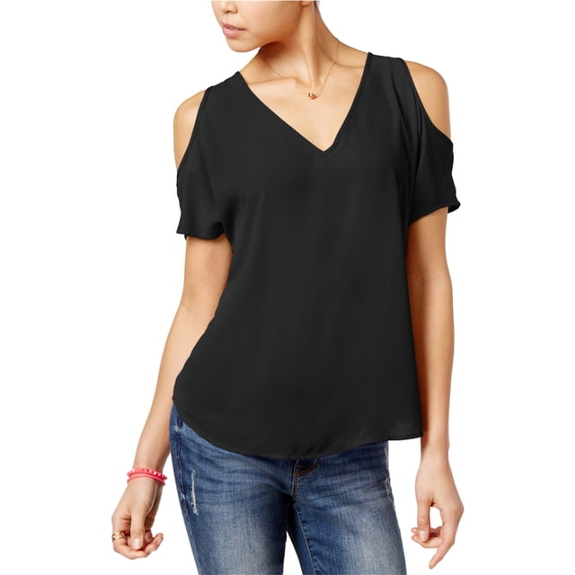 Hippie Rose - Blusa estampada con hombros descubiertos para mujer, color negro, pequeña Hippie Rose Pull-over