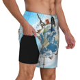 thumbnail image 3 of Gaeub World Travel Mens Swim Trunks Stretch Beach Shorts Quick Dry for Men Swim Shorts Swimwear with Pockets- Large, 3 of 9