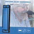 thumbnail image 4 of Instruments Key of C Diatonic Harmonica Mouthorgan with ABS Reeds Mirror Surface Design 10 Holes Blues Harmonica Perfect for Beginners Professional Students Kid Blue, 4 of 6