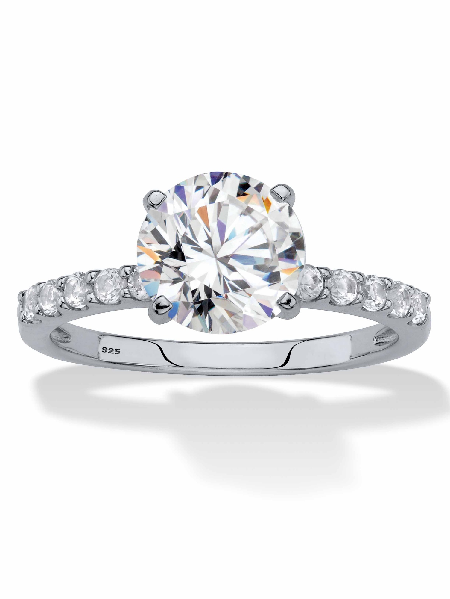 PalmBeach Jewelry - Round Created White Sapphire Engagement Ring 2.69