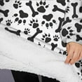 thumbnail image 3 of Oversized Wearable Blanket Hoodie,Paw Prints and Bones Sherpa Blanket Hoodie with Super Pockets,Super Warm Fuzzy Pullover for Women & Men, 3 of 6