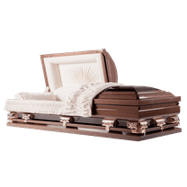 Casket Emporium Athena Titan Copper, Oversized various sizes 18 guage non-sealed steel, half-Couch Casket