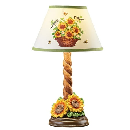 Twist Light Bracket - Birds and Sunflower Accent Lamp with Twisted Design Stand - Decorative Tabletop Light for Any Room in Home