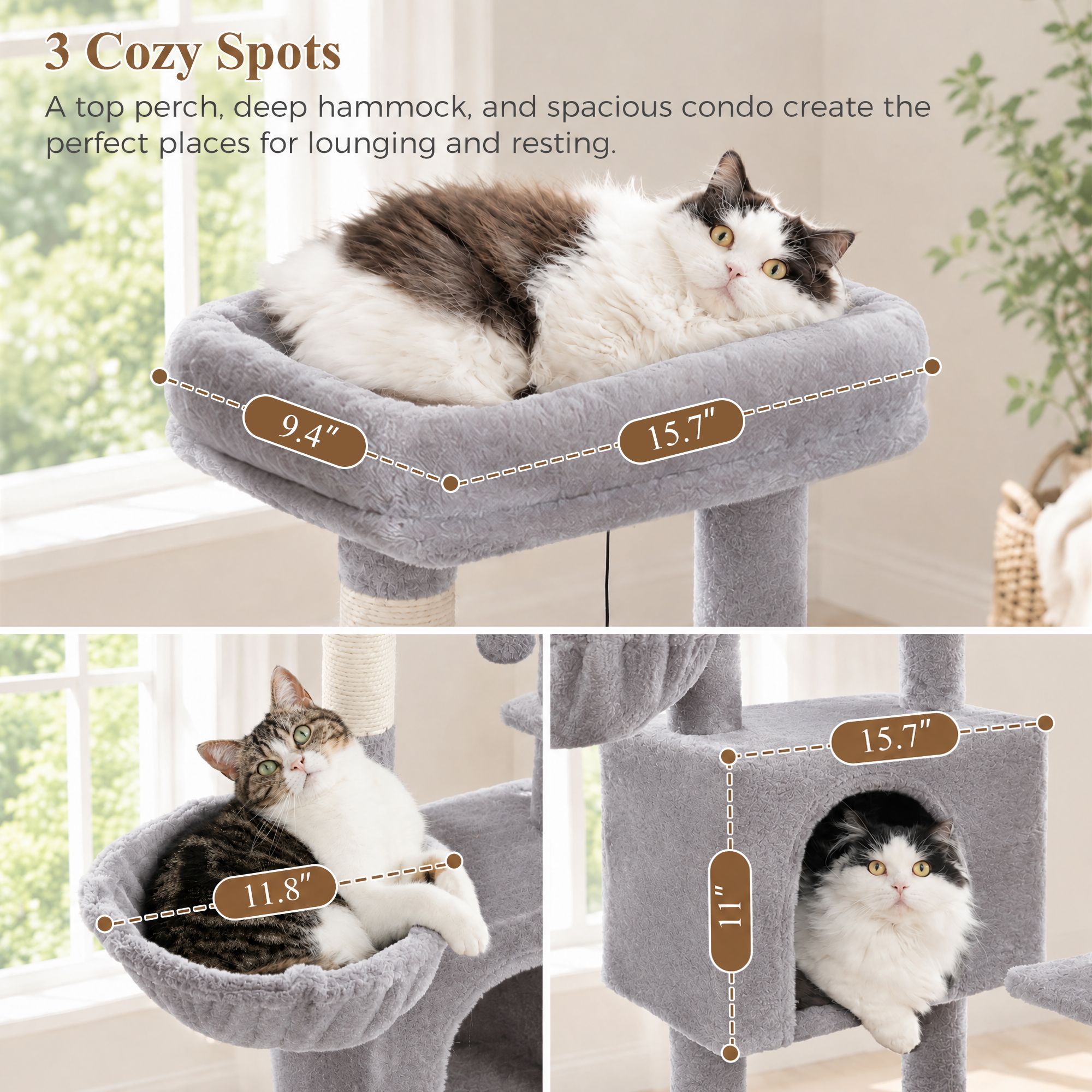 Pawz Road 42-Inch Cat Tree Condo, Light Gray photo 4