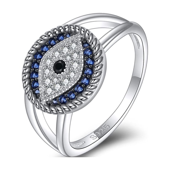 MYSTICPOEM Evil Eye Ring for Women Jewelry Gifts for Women 925 Sterling Silver Blue Fashion Zirconia Rings (6)