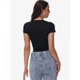 thumbnail image 3 of Women's Square Neck Short Sleeve T Shirts Double Lined Basic Tee Slim Fit Tops, 3 of 6
