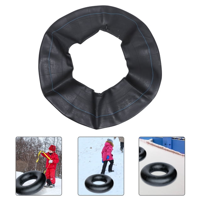 Minkissy 1Pcs Thick Inflatable Snow Tube Ski Circle Inner Tube Black Rubber Outdoor Activities