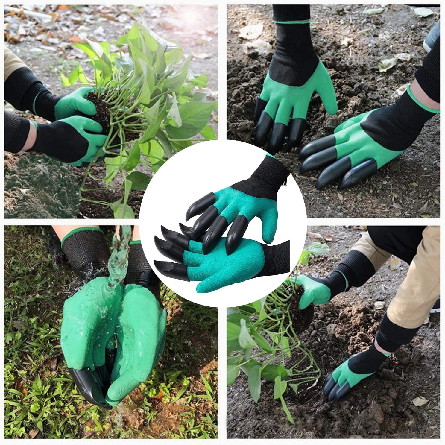 Garden Genie Gloves With Claws Green Waterproof Garden Gloves For Digging Plant 