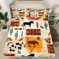 thumbnail image 2 of Farm Animal Bedding Set King Milk Cow Horse Cactus Bed Sheets Adults,Western Cowboy Desert Sheet Set Rustic Style Farmhouse Animal Bed Sheet Set 4 Piece, 2 of 6