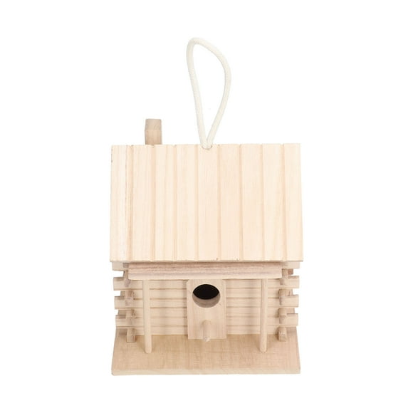 M Buder Casa de Madera para Pájaros Colgante Nido Cabaña para Exterior Decoración Jardín (17x17x18 cm / 6.7x6.7x7.1 inches)