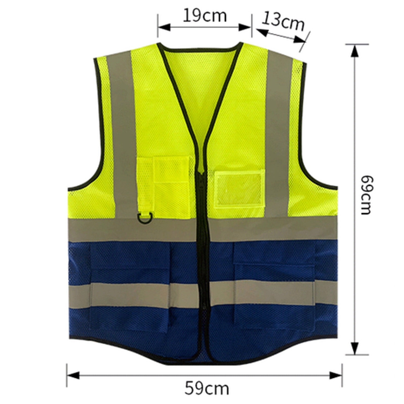 Handshe Men's Reflective Vest with Zipper Pockets, Mesh Panels, Sleeveless No Hood for Construction Work, Traffic Safety and Outdoor Jobs