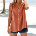 thumbnail image 3 of Yigetop Sleeveless Button Down Shirts for Women, Cotton Linen Shirts for Women Sleeveless Collared Tops Work Shirts Casual Summer Tshirt Sleeveless Work Blouses for Women orange L, 3 of 10
