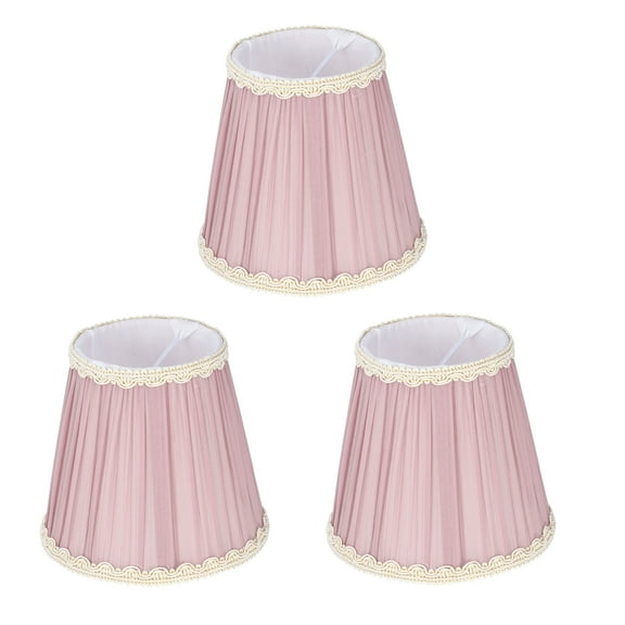 LIZEALUCKY Small Lamp Shades,3PCS Cloth Lamp Shade ,E14 Clip On Lampshade for Candle Chandelier Wall Lamp Table Light Indoor Decor[Pink]