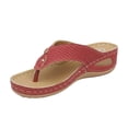 thumbnail image 3 of Domuza Orthopedic Casual Sandals for Women Arch Support Flat Wedge Sandals Lightweight Non Slip Slip on Orthopedic Slippers Beach Vacation 2026 New Orthopedic Shoes Red 7（EU-38）, 3 of 4