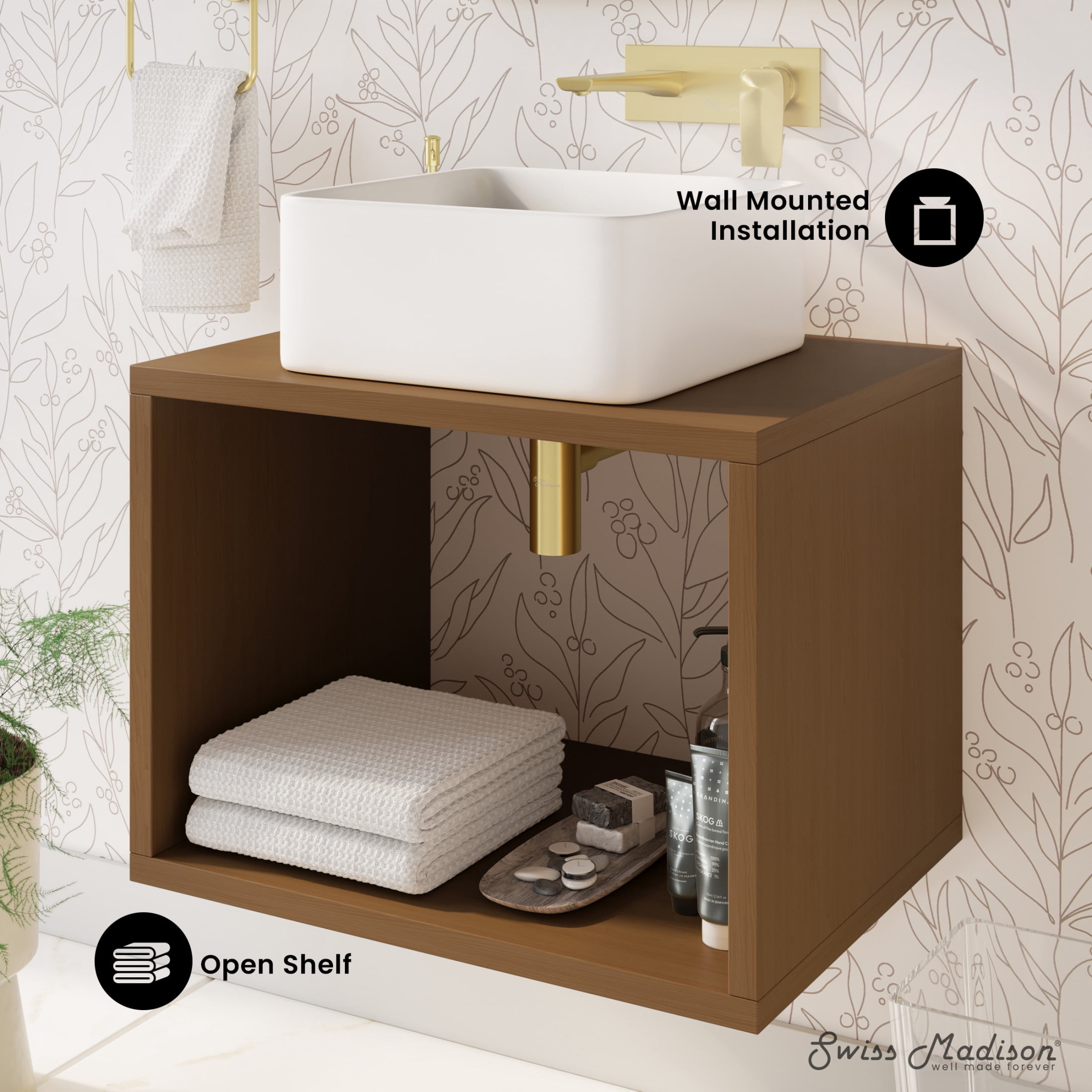 Concorde 24'' Wall-Hung Vanity In Brown Oak