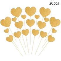 PuSpu Valentine's Day Decoration Valentines's Day Glitter Paper Heart Flag Party Cake Decoration 20 Pack