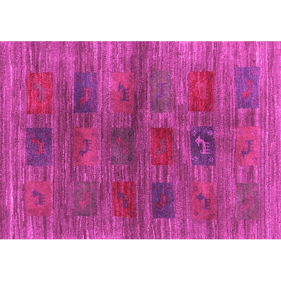 Ahgly Company Indoor Rectangle Abstract Pink Contemporary Area Rugs, 7' x 9'