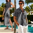 thumbnail image 3 of Jeiento His and Hers Matching Outfits Mens Summer Shirts Hawaiian Dress for Women Business Maxi Dress Coconut Tree Summer Sleeveless Work Pencil Skirt Matching Cruise Outfits for Couples, Gray, 3 of 7