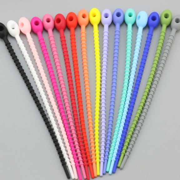 Luxshiny Self-Locking Silicone Ties Assorted Color for Organizing Wires 10Pcs
