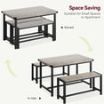 thumbnail image 3 of Eastvita 3-Piece Farmhouse Dining Table Set for 4 with Upholstered Benches - Space-Saving Rectangular Kitchen Table Set, 3 of 7