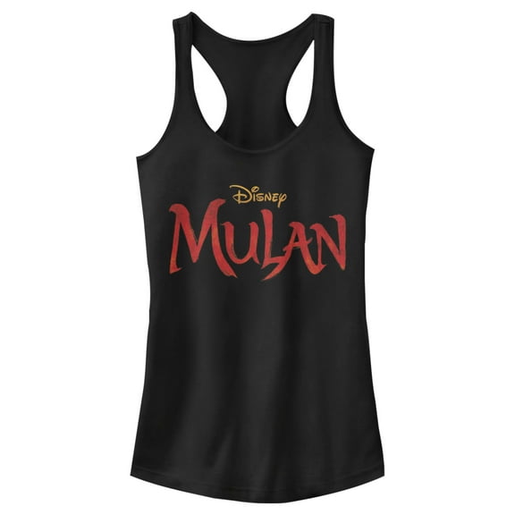 Junior's Mulan Classic Logo  Racerback Tank Top Black Large