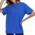 thumbnail image 2 of yillto Women's Oversized T Shirts Cotton Short Sleeve Crewneck Summer Tops Casual Loose Basic Tee Shirts, 2 of 7