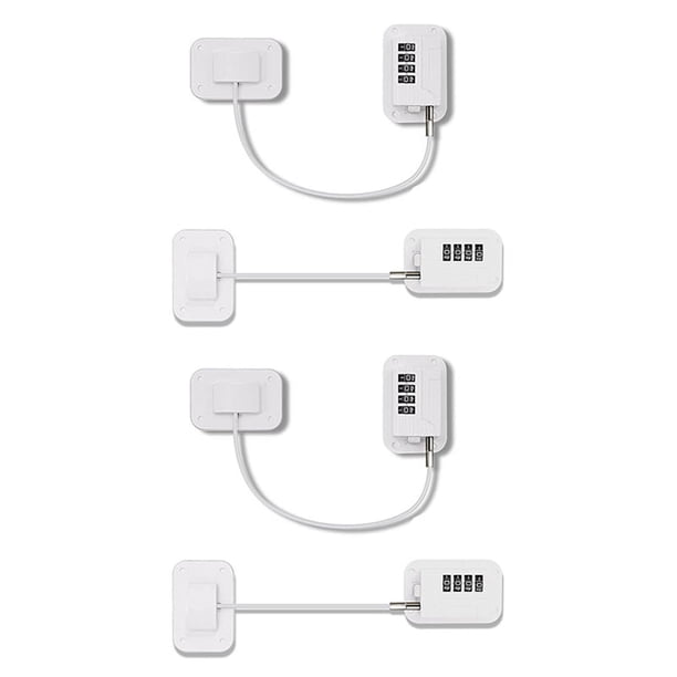 4 Piezas de Cerradura de Refrigerador, Cerradura de Congelador, Cerradura de Puerta de Nevera, Combinación de Cerraduras de Seguridad para Niños para Cajones de Gabinetes (Blanco)