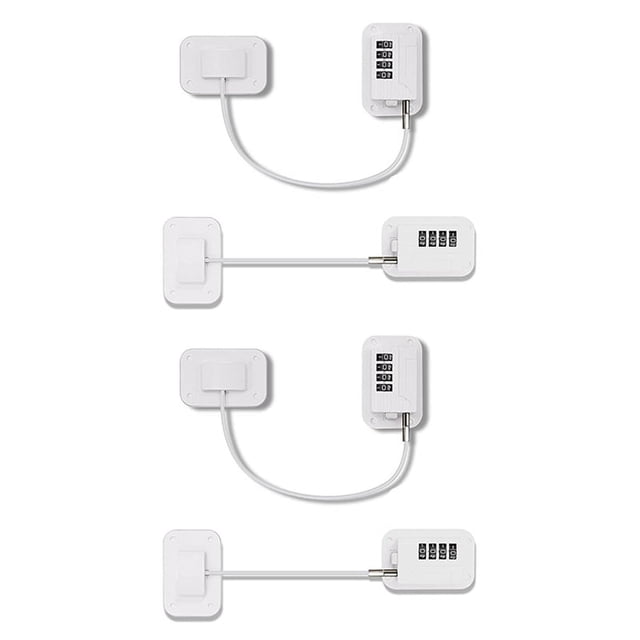 4 Piezas de Cerradura de Refrigerador, Cerradura de Congelador, Cerradura de Puerta de Nevera, Combinación de Cerraduras de Seguridad para Niños para Cajones de Gabinetes (Blanco)