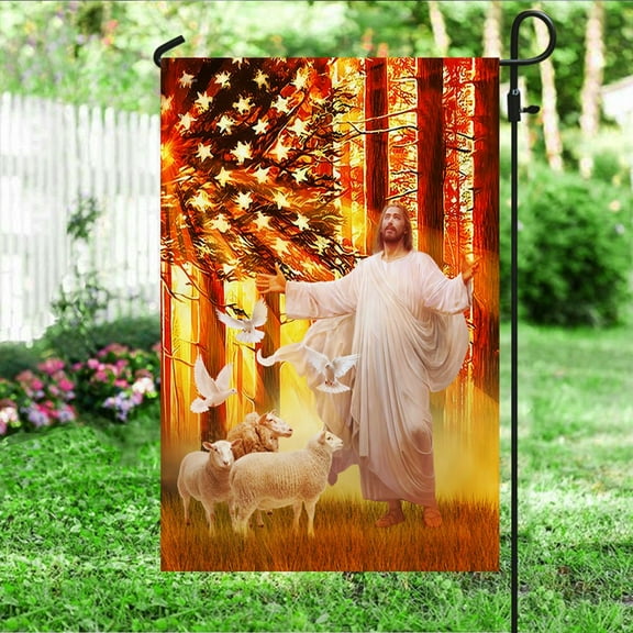 American Flag - Jesus Flag Jesus American Sunset DDH2893Fv4 - Garden Flag (11.5" x 17.5")
