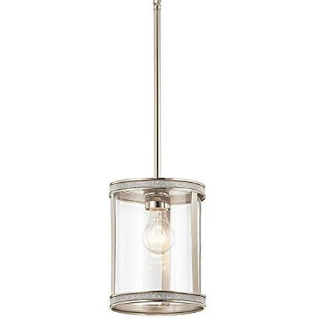 Kichler Angelica Industrial Hardwired Mini Clear Glass Cylinder Pendant - Nickel