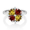 thumbnail image 2 of Gem Stone King 925 Sterling Silver Yellow Citrine and Red Garnet Ring for Women (2.10 Cttw, Heart Shape 5MM, Gemstone November Birthstone, Size 7), 2 of 3
