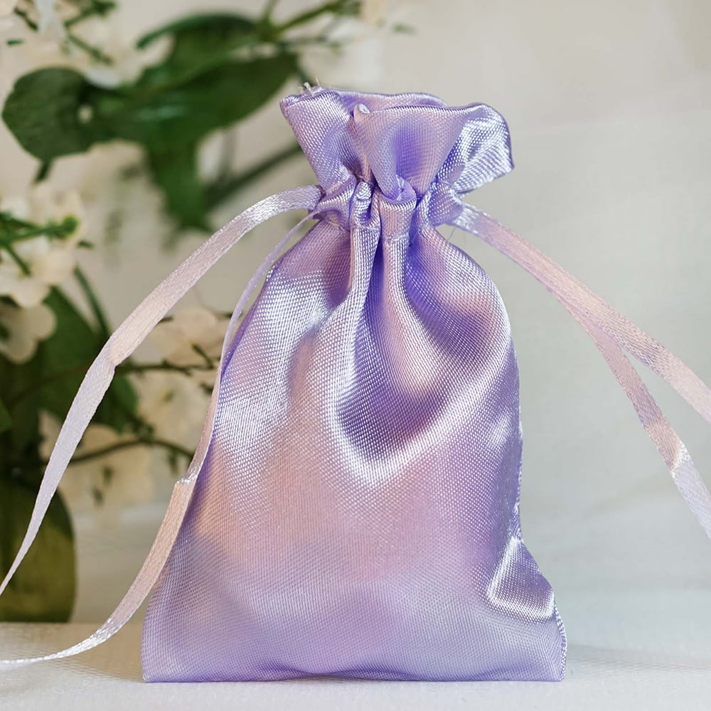Efavormart 60PCS LAVENDER Satin Gift Bag Drawstring Pouch Wedding