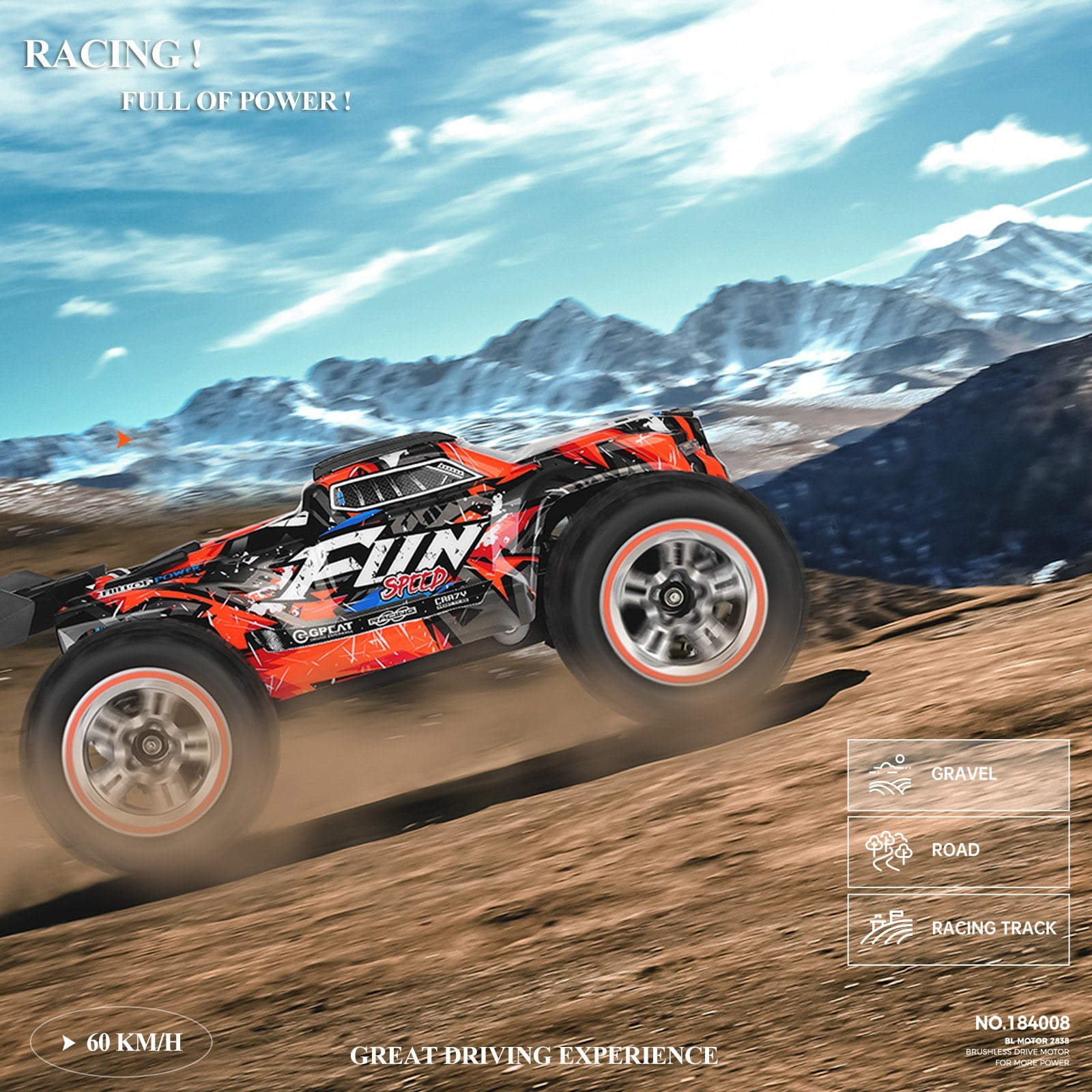 Wltoys 184008 2.4GHz 1/18 Remote Control Off Road Car 60KM/H Brushless Motor