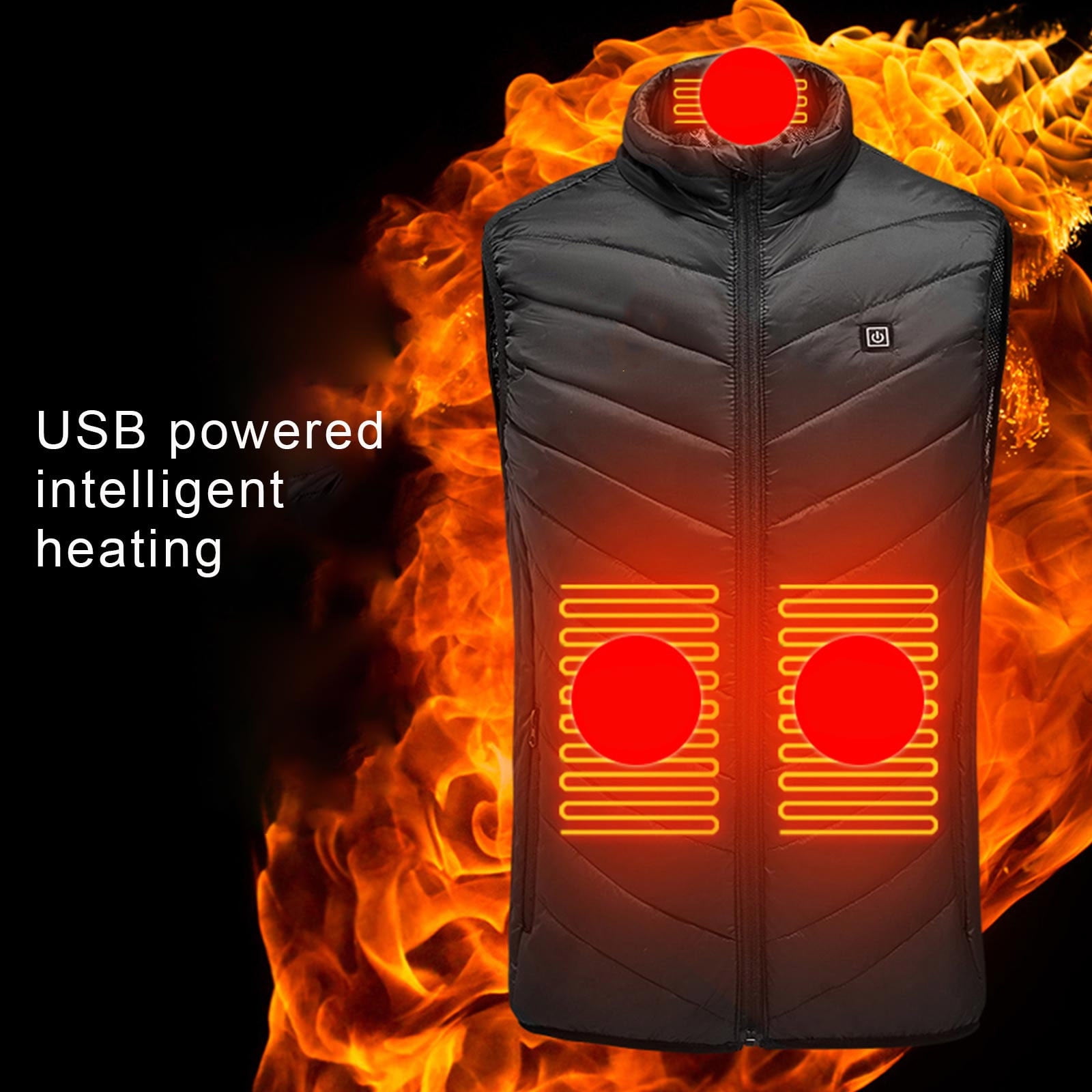 12 Ans Babysbule Vestes Pour Hommes Hiver Gilet Chauffant Intelligent 9 Zones Gilet Chauffant USB Fibre De Carbone Chaud U00e0 Capuche Mu00eame Veste Pour Hommes Et Femmes Veste Chauffante Enfant