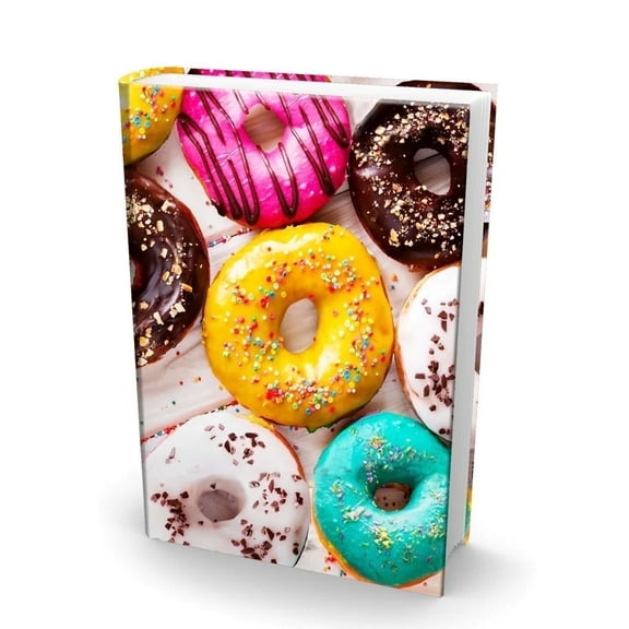 AZZS Easy Apply Reusable Book Covers Pack of 1 Stretchable Covers for Most Hardcover Books (Donut)