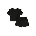 thumbnail image 2 of Musuos Baby Girls Summer 2 Piece Outfit 3 6 12 18 24M Crew Neck Ruffles Short Sleeve T-Shirt and Elastic Shorts Set Casual Clothes, 2 of 10