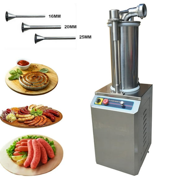 PreAsion Hydraulic Automatic Sausage Filling Machine with 3 Stuffing Nozzles 15L