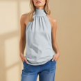 thumbnail image 2 of HAJWOH Women's Halter Neck Cotton Tank Tops Solid Color Sleeveless Casual Streetwear Summer Fashion Tunic Cami Shirts, 2 of 6